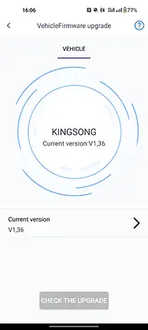 Skärmdump Kingsong-appen kopplad till E-Wheels E4 V2 Max, bild 6